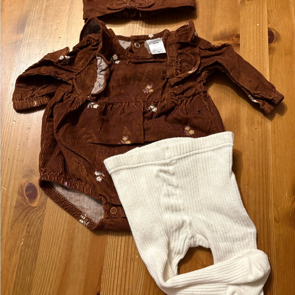 NWOT! Carter's Brown Corduroy Baby dress with headband